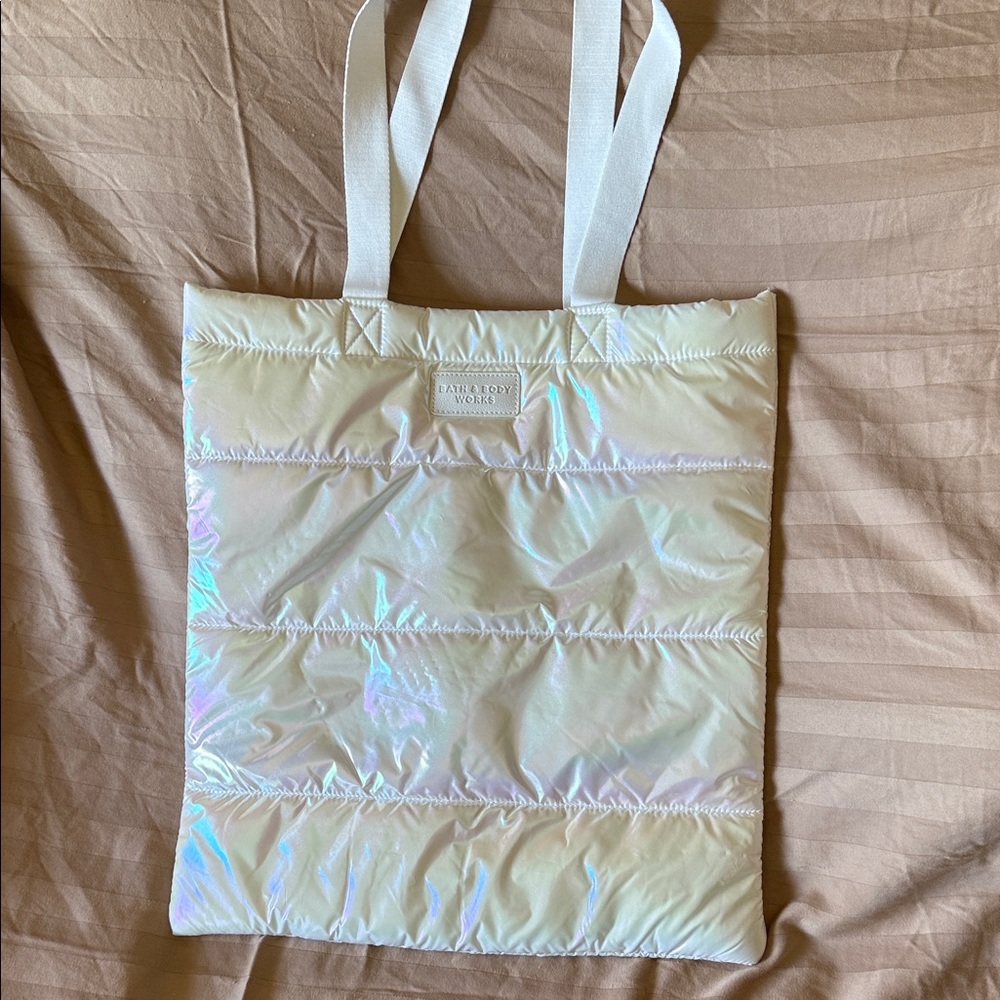 Bath and body works  Iridescent Cream Tote Bag